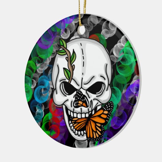 Kerst en halloween met makreel en vorst keramisch ornament (Links)