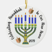 Kerst en Hanukkah vieren Keramisch Ornament (Voorkant)