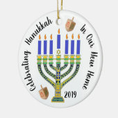 Kerst en Hanukkah vieren Keramisch Ornament (Links)