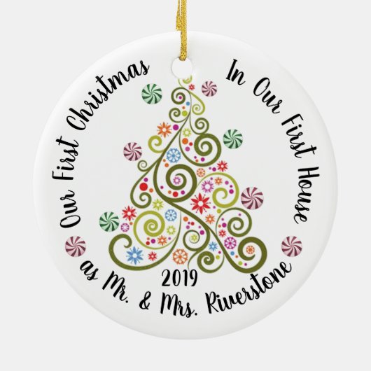 Kerst en Hanukkah vieren Keramisch Ornament (Achterkant)