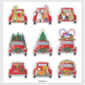 Kerst en Herfst Kleine Rode Truck Stickers (Vel)