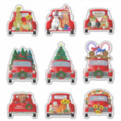 Kerst en Herfst Kleine Rode Truck Stickers (Voorkant)