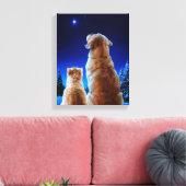 Kerst- en hondenwonder canvas afdruk (Insitu (Woonkamer))