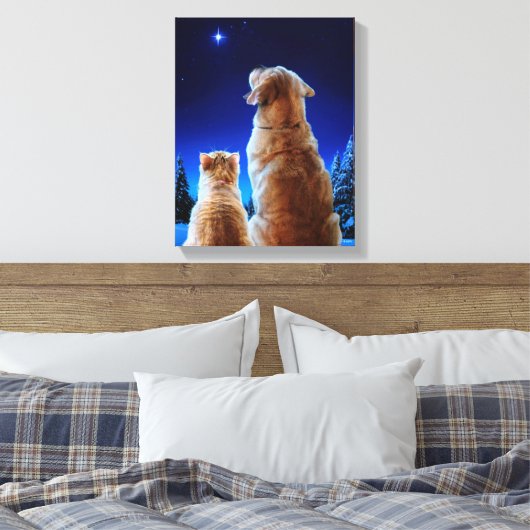 Kerst- en hondenwonder canvas afdruk (Insitu (Slaapkamer))