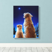 Kerst- en hondenwonder canvas afdruk (Insitu (Houten vloer))