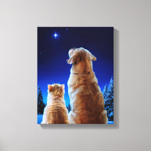 Kerst- en hondenwonder canvas afdruk