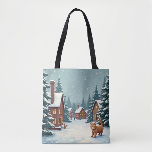 Kerst en Kat Canvas tas (Voorkant)