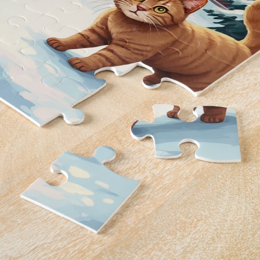 Kerst en kat puzzel legpuzzel (Zijkant)