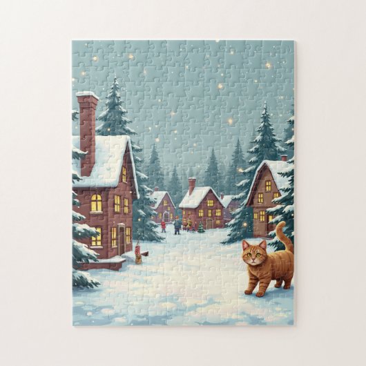 Kerst en kat puzzel legpuzzel (Verticaal)