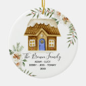 Kerst- en kerstfeesthuis in Gingerbrood Keramisch Ornament (Voorkant)