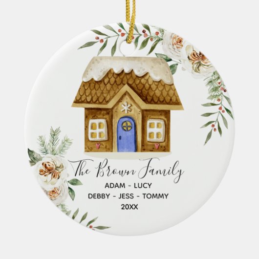 Kerst- en kerstfeesthuis in Gingerbrood Keramisch Ornament (Voorkant)