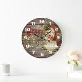 kerst en kerstman op Rustic oud hout Grote Klok (Huis)