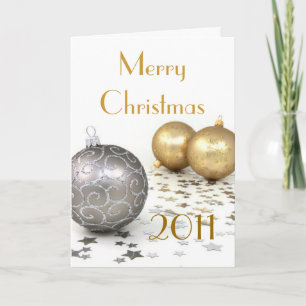 Kerst- en kerstversieringen met gouden en zilver e feestdagen kaart