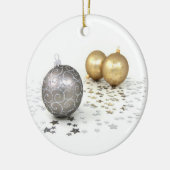 Kerst- en kerstversieringen met gouden en zilver e keramisch ornament (Links)