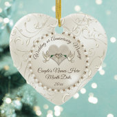 Kerst- en kerstversieringen met hart, bruiloft keramisch ornament