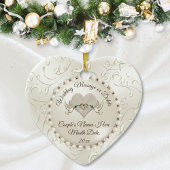 Kerst- en kerstversieringen met hart, bruiloft keramisch ornament