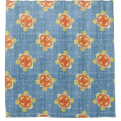 Kerst en Nieuwjaar Feestdagen kinderen spelen blau Douchegordijn (Voorkant)