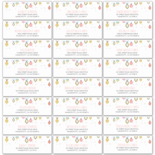 Kerst en Nieuwjaar Gastennamen Adresetiketten Sticker (Voorkant)