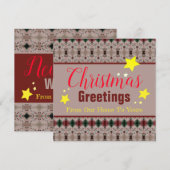 Kerst en Nieuwjaar Papier Wenskaart Notitiekaartje (Voorkant / Achterkant)