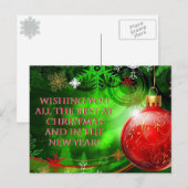 Kerst- en Nieuwjaarswensen Feestdagenkaart (Voorkant / Achterkant)