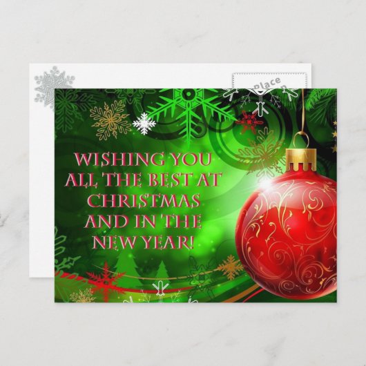 Kerst- en Nieuwjaarswensen Feestdagenkaart (Voorkant / Achterkant)