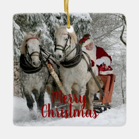 Kerst en paarden keramisch ornament (Voorkant)