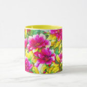 Kerst- en roze bloem kunst kerstthema mok (Midden)