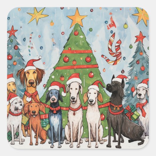 Kerst en Vakantie Honden Sticker (Voorkant)