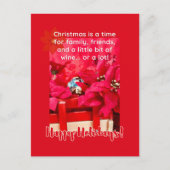 Kerst en veel wijn Schildpad en poinsettia's Briefkaart (Voorkant)