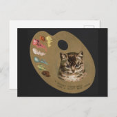 kerst en vrolijk nieuwjaar kat feestdagenkaart (Voorkant / Achterkant)