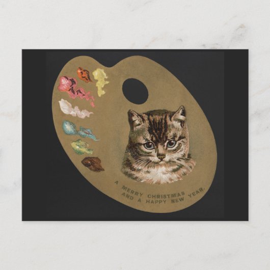 kerst en vrolijk nieuwjaar kat feestdagenkaart (Voorkant)