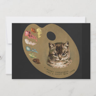 kerst en vrolijk nieuwjaar kat feestdagenkaart