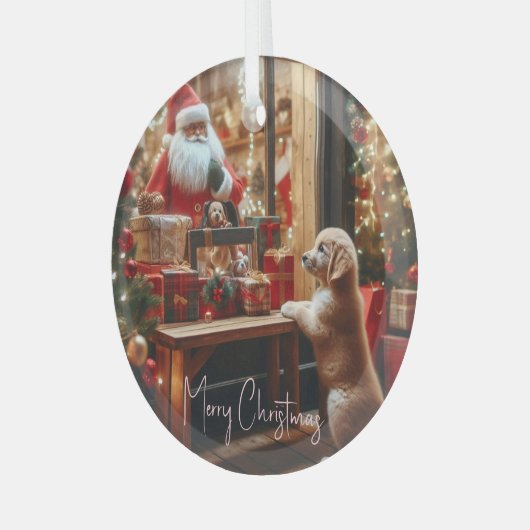 Kerst en wensen glas ornament (Voorkant links)