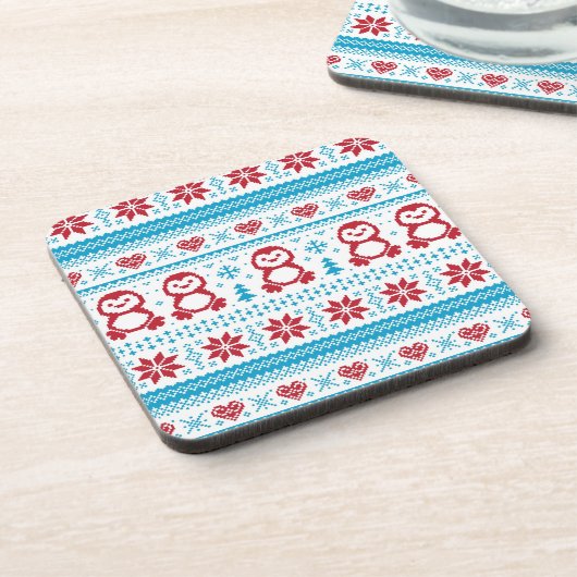 Kerst- en winterbreiwerk bier onderzetter (Linkerzijde)