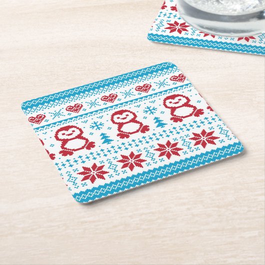 Kerst- en winterbreiwerk kartonnen onderzetters (Schuin)