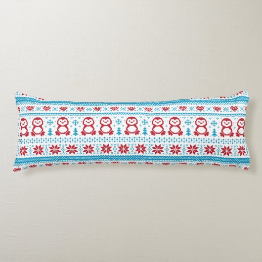 Kerst- en winterbreiwerk lichaamskussen (Voorkant)