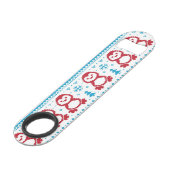 Kerst- en winterbreiwerk speed flessenopener (Voorkant Gekanteld)