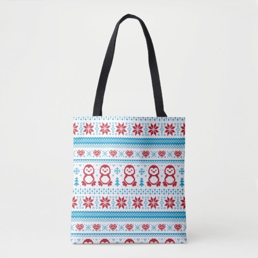 Kerst- en winterbreiwerk tote bag (Voorkant)