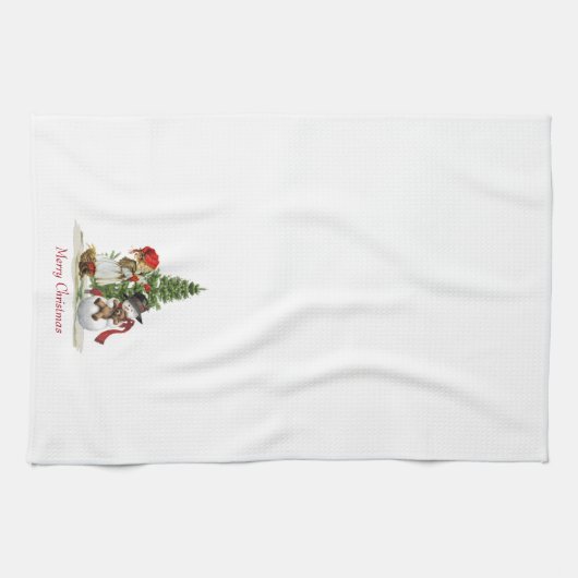 Kerst- en winterkeukenhanddoek theedoek (Horizontaal)