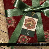 Kerst en Yule Blessings Custom Green Holiday Cadeaulabel