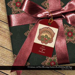 Kerst en Yule Zegeningen Custom Red Holiday Cadeaulabel