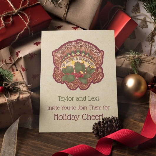 Kerst en Yule Zegeningen Gevouwen Uitnodiging