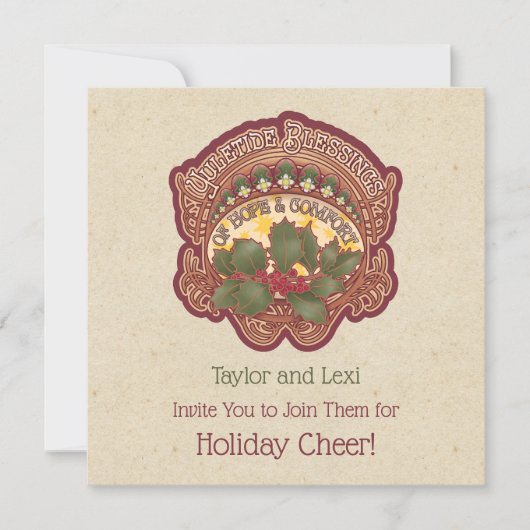 Kerst en Yule Zegeningen Vakantie Uitnodiging (Voorkant)