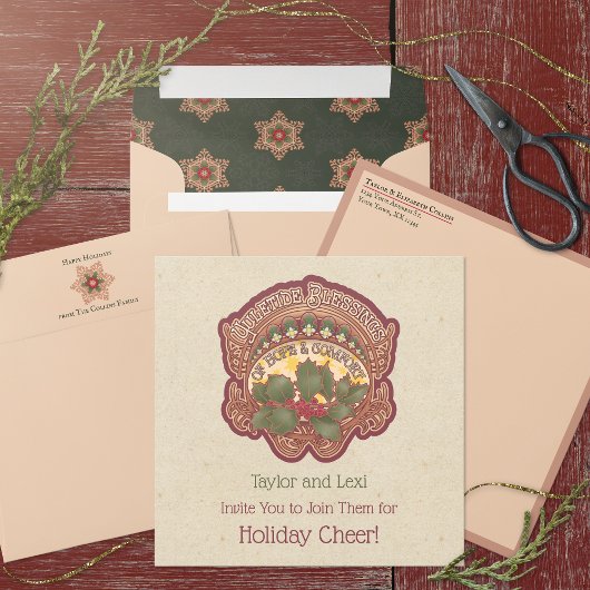 Kerst en Yule Zegeningen Vakantie Uitnodiging