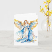Kerst Engel A - Waterverven & Pen Kaart (Gele Bloem)