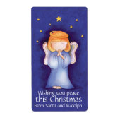 Kerst engel blauwe cadeau labels (Voorkant)