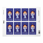 Kerst engel blauwe cadeau labels (Full Sheet)