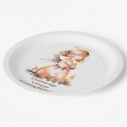 Kerst Engel Blessing Papieren Bordje (Gekanteld)