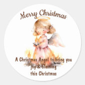 Kerst Engel Blessing Ronde Sticker (Voorkant)