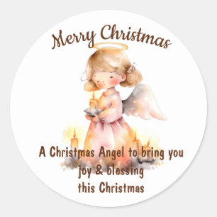Kerst Engel Blessing Ronde Sticker